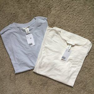 Bundle of Two H&M Short Sleeve T-Shirts - Blue and White